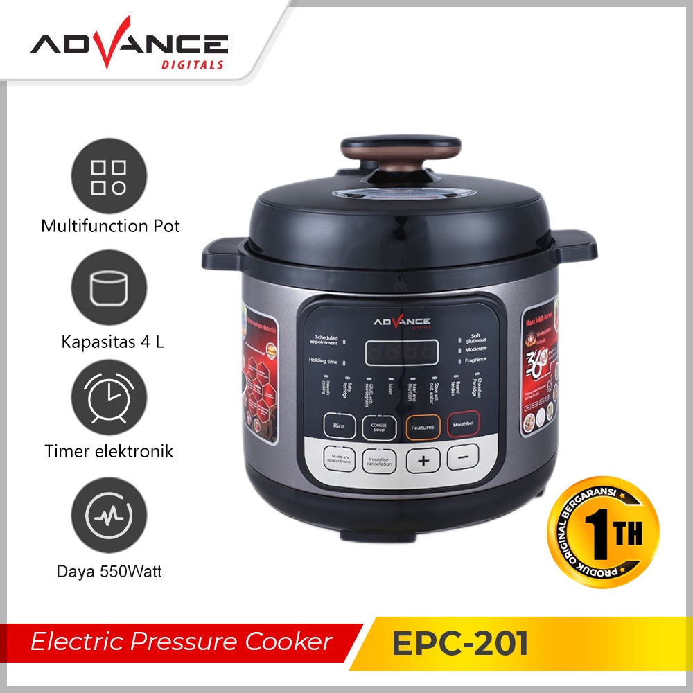 READY STOCK ADVANCE 4L Electric Pressure Cooker (Bisa Masak Nasi) 4in1 Digital Smart Magic Com Panci Presto Listrik EPC201 Garansi Resmi 1 tahun