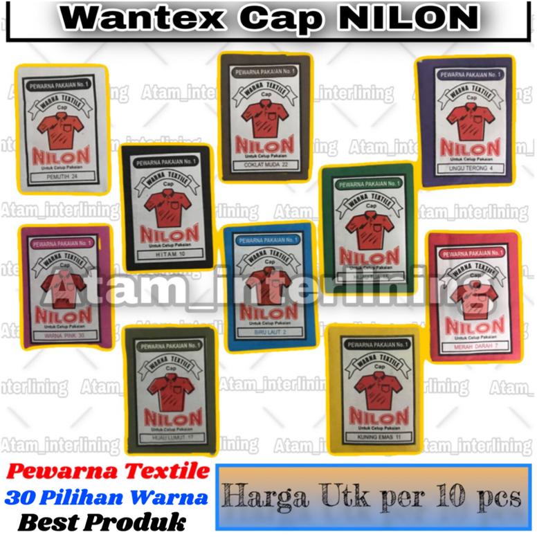 10pcs | Wantex Cap NILON | Wantex Pewarna Pakaian | Wantex Pewarna Textile | Wantex Pewarna Kain