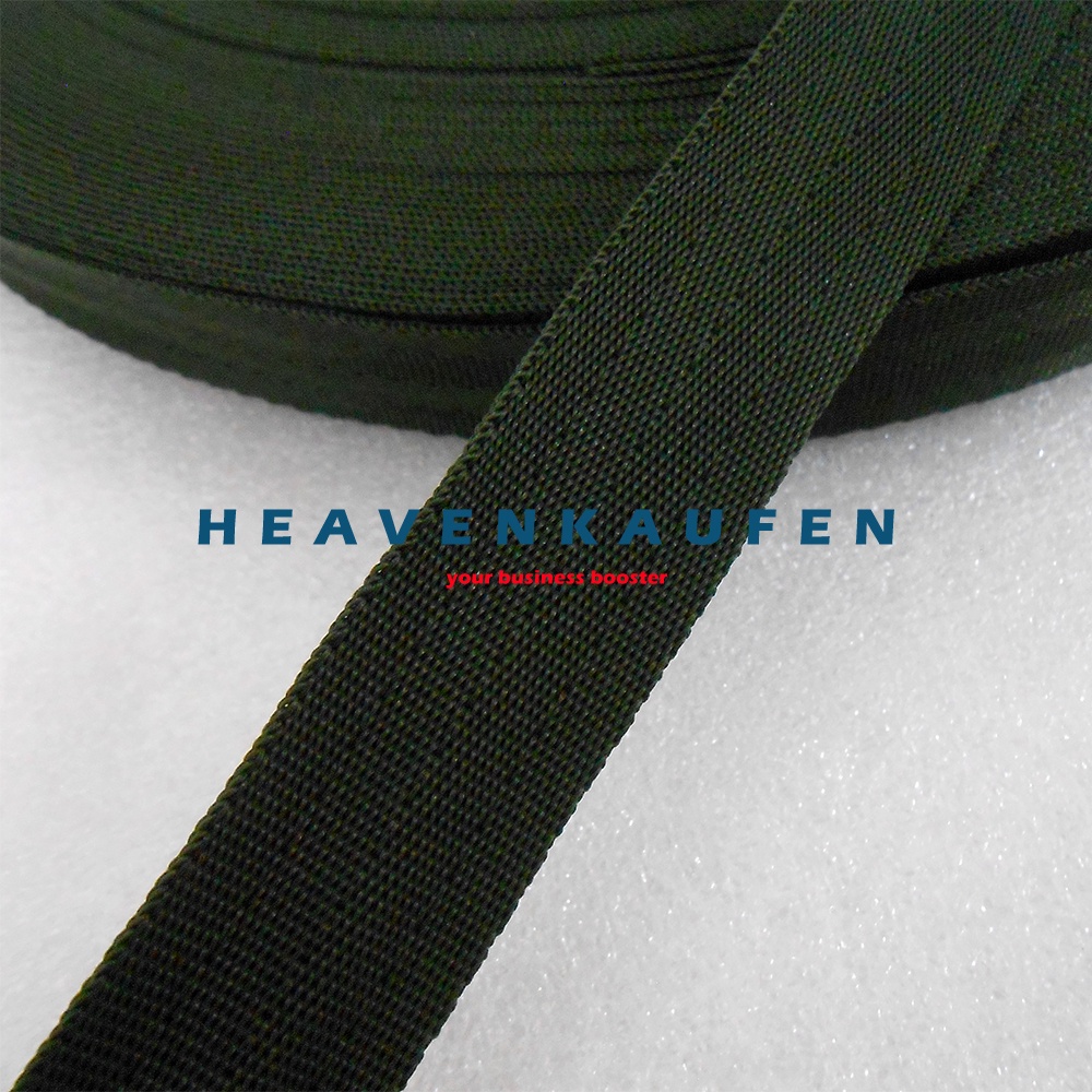 Webbing Lebar 2,5 cm Motif Seatbelt Warna Hijau Army TNI Tentara Murah Meteran