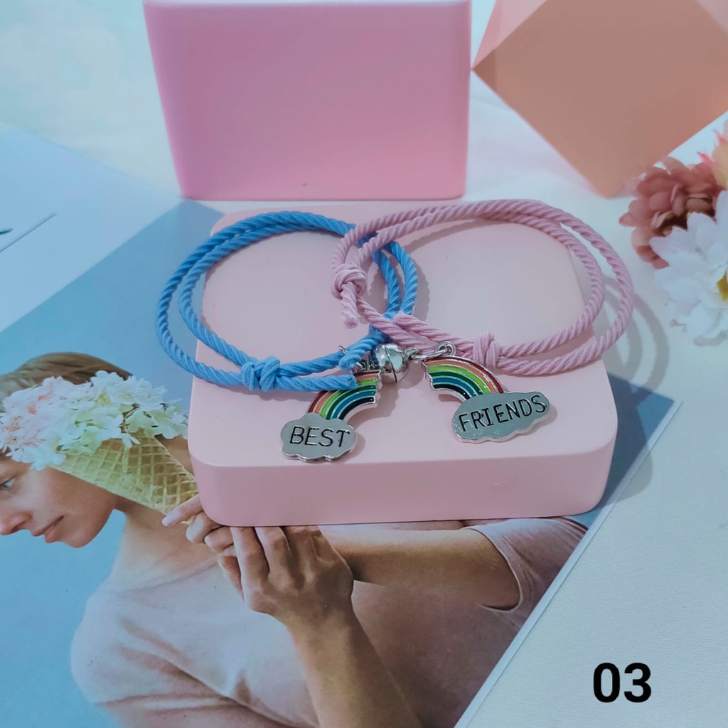 2 Pcs SET Gelang  Karet Magnet Desain Astronot Kuromi Cinnamoroll Untuk Pria Dan Wanita Gelang Magnet-MBEST-03
