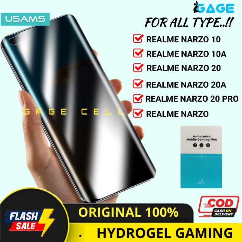 USAMS Hydrogel Anti Gores Glare Matte Gaming REALME NARZO 10 10A 20 20A PRO No Tempered Glass Biasa