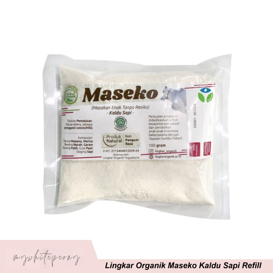 

Kaldu Sehat Maseko Sapi Lingkar Organik Refill Plastik 100gram