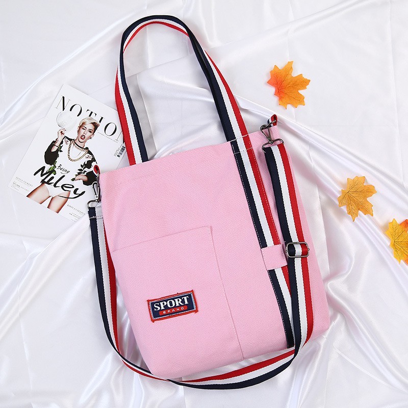 TC-109 tas canvas wanita tote bag selempang besar sekolah kampus