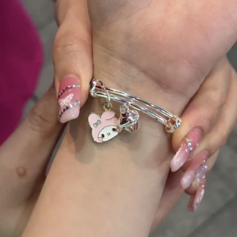 Gelang Bangles Desain Kartun Sanrio Melody Kuromi Bell Gaya Korea Untuk Wanita