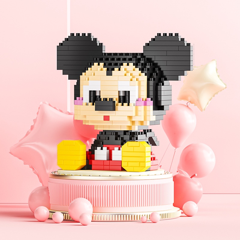 Partikel Kecil Kartun Boneka Bintang Delulinna Belle Mickey Rakitan Anak Blok Bangunan puzzle Pengembangan Hadiah Anak