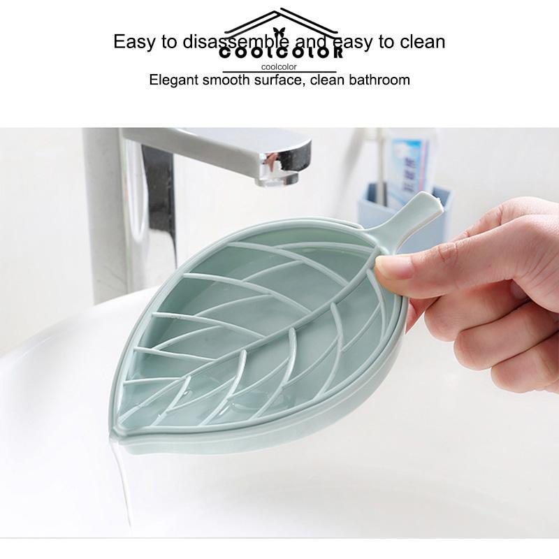 CODKotak Sabun Daun Kreatif Kamar Mandi Gratis Punch Suction Cup Toilet Drain Soap Rack- cl