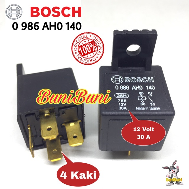 Relay BOSCH 12V 4 Kaki / Relai Klakson / Riley Bosch 4 Pin Kaki 100% Asli Untuk Mobil &amp; Motor