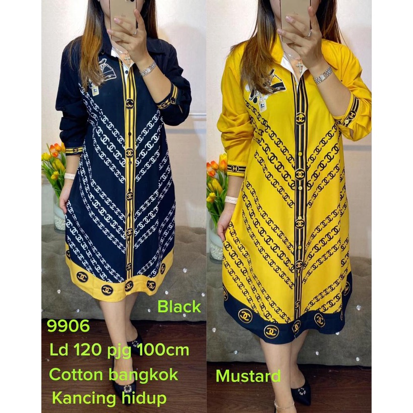 M5834 tunik / dress cantik JUMBO print premium  new bangkok import 9906