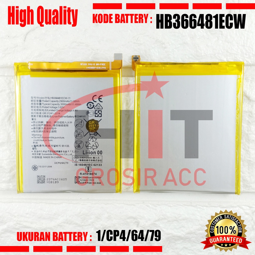 Battery Baterai HB366481ECW-11 For Honor 8 , Honor 8 Lite, Honor 9i , Honor 9 Lite, Honor 5C , Honor 7C , Honor 7A , Honor V9 Play , Enjoy 7s , enjoy 8 , Enjoy 8E Ascend P9 , P9 lite,  G9 , P10 Lite , P20 Lite , Nova 2 Lite