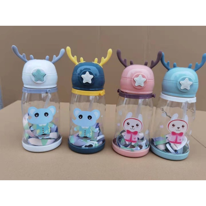 BOTOL MINUM ANAK RUSA TANDUK 700ML Tanduk Rusa NEW Cute Imoet / Botol BPA Free TEMPAT MINUM ANAK MURAH UNIK-GREY