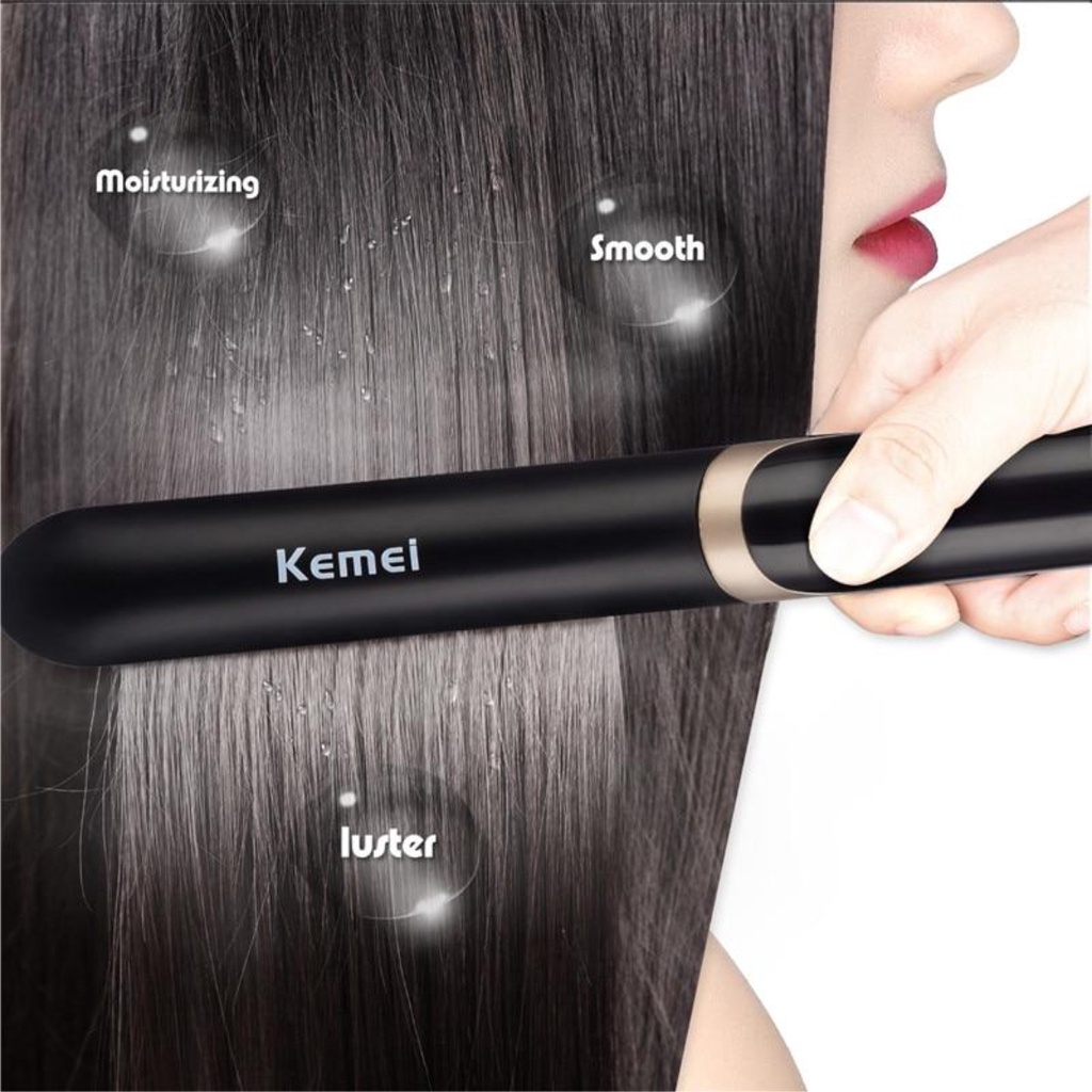 SHINE STAR - ( COD ) Kemei KM 2219 INFRARED  2IN1 Catokkan Mengeriting dan Meluruskan Rambut Otomatis Kontrol Suhu