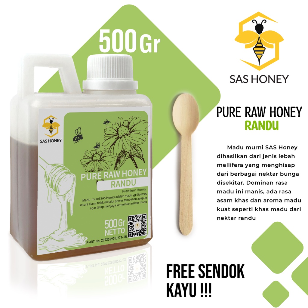 

Madu Asli Murni 500gr Sas Honey Nektar Bunga Randu