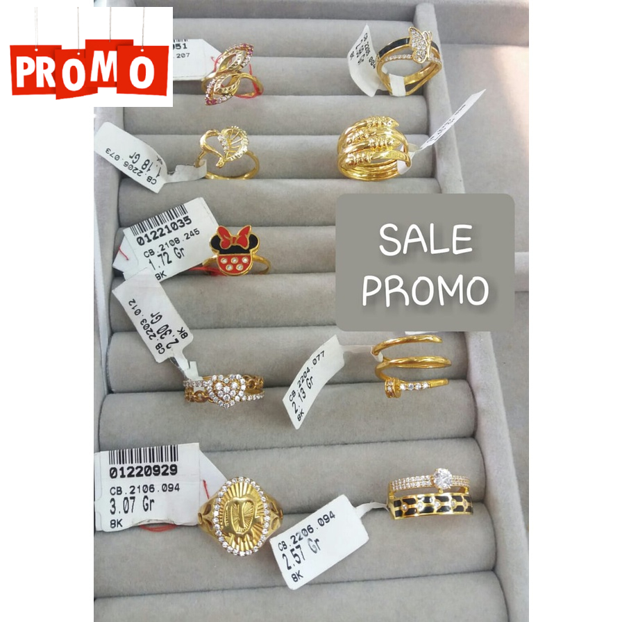 Cincin dewasa kadar 375 8karat ringan model besar promo