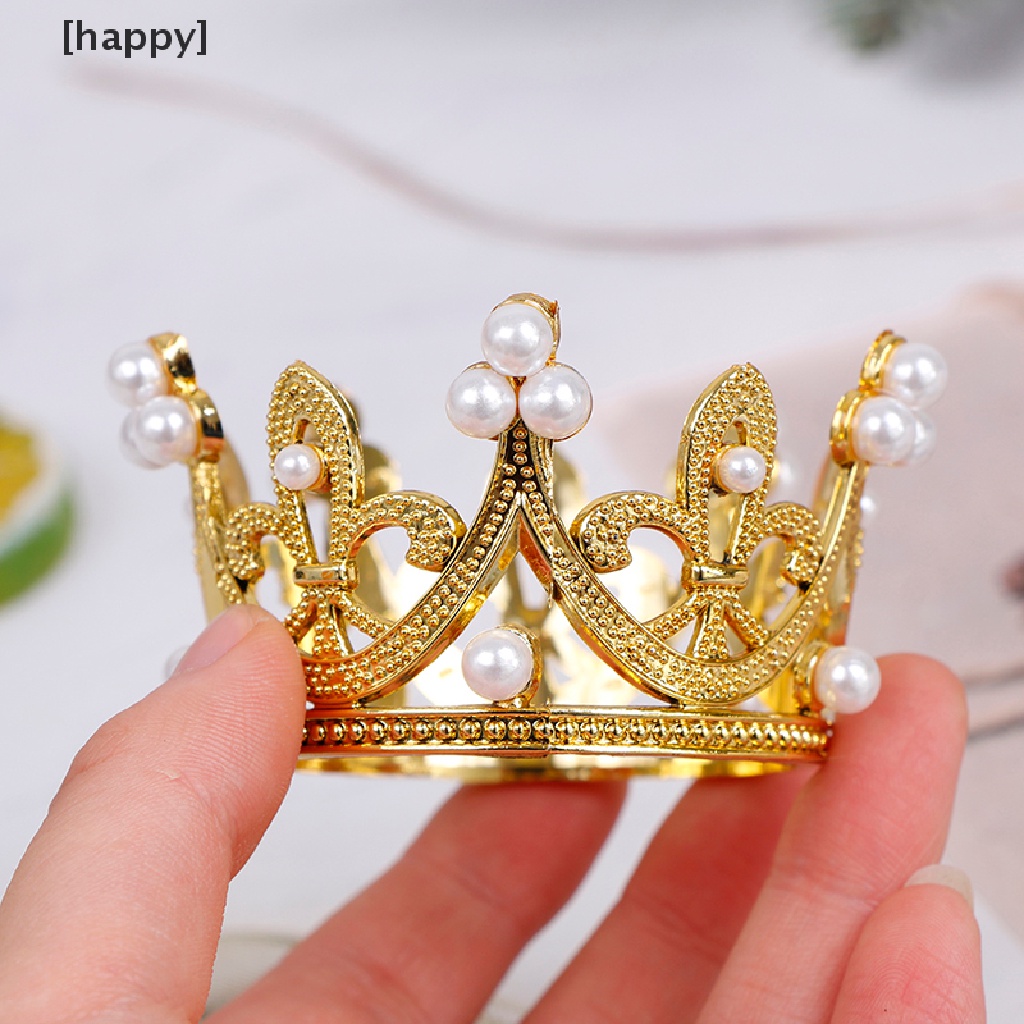 Ha 1pc Mahkota / Tiara Mini Hias Kristal Mutiara Untuk Aksesoris Rambut Anak Perempuan