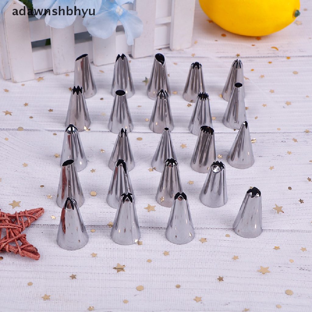 Adawnshbhyu 24/36 /48 Pcs Stainless Steel Icing Piping Nozzle Tools Set Kotak Dekorasi Kue