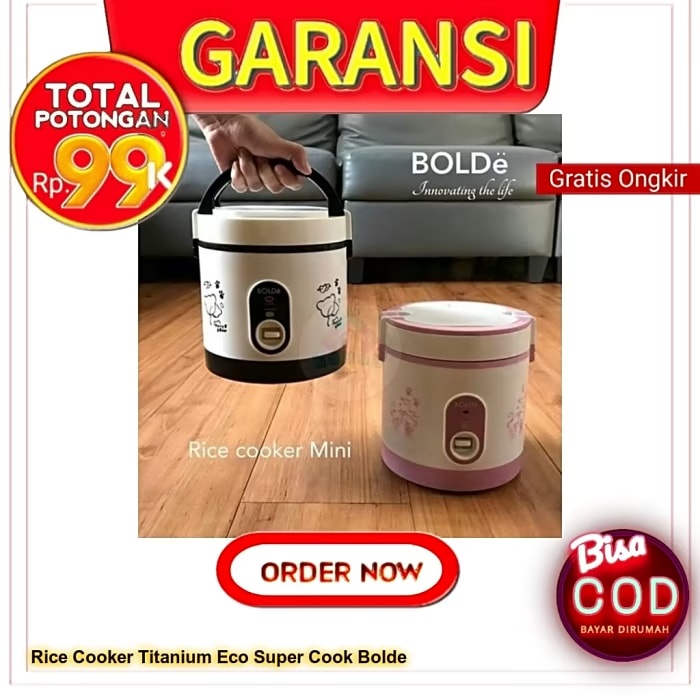 BOLDe Super Cook Titanium Eco Rice Cooker - Penanak Nasi Mini 0,6 Liter