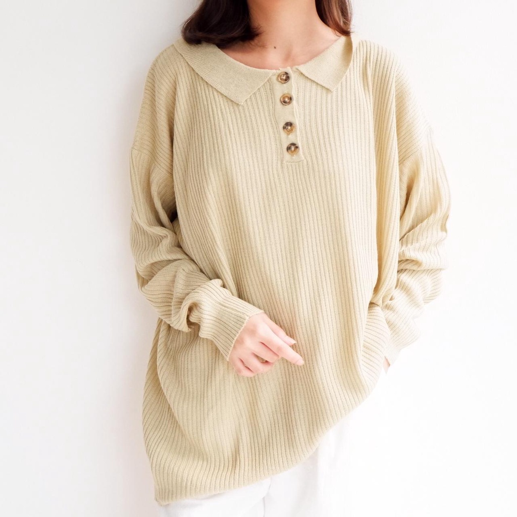 Vintage House Zuca Polo Knitwear (Sweater / Polo Rajut Wanita Korea)