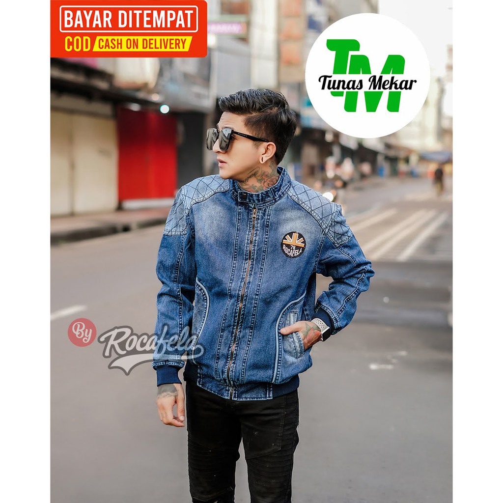 Jaket Jeans Quilting Rocafela The News 100% Original ~ Jaket Jeans Pria