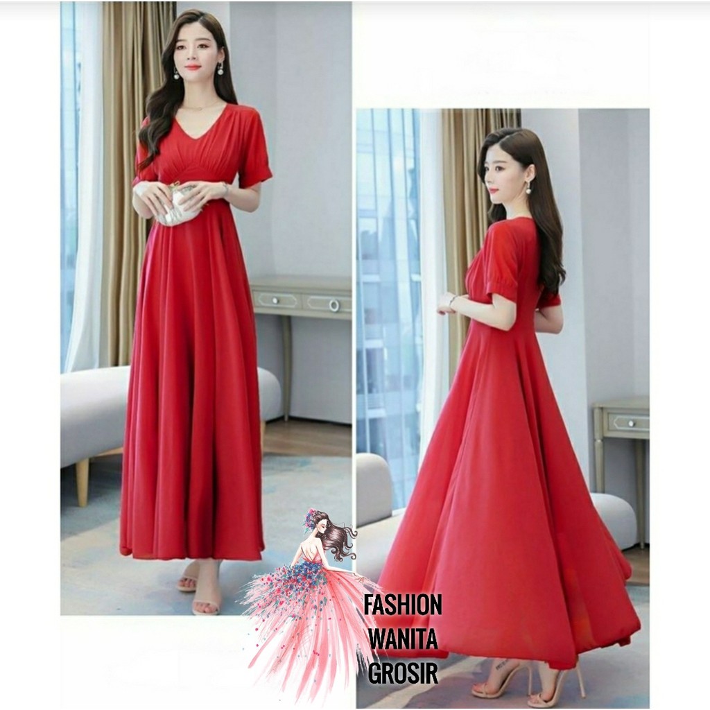 FWG - LONGDRESS SANDRA / BAJU WANITA / DRESS / DRESS WANITA / DRESS KOREA STYLE