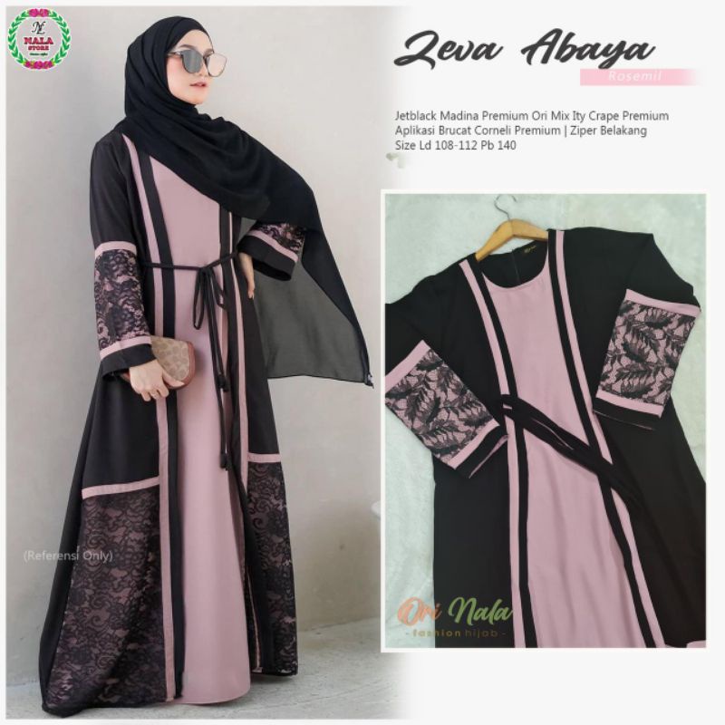 Zeva Abaya Abaya Original Ori Nala# Abaya Jetbalck Madinah Premium Mix ItyCrep