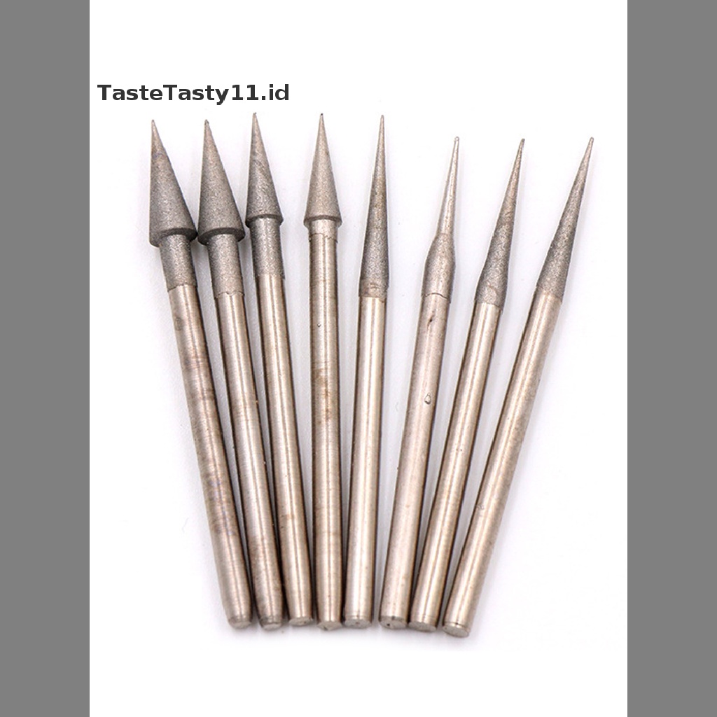 10pcs Mata Bor Diamond Burr Grinding Bit Point 2.35mm Shank 0.6mm - 4mm Untuk Kaca Batu Giok