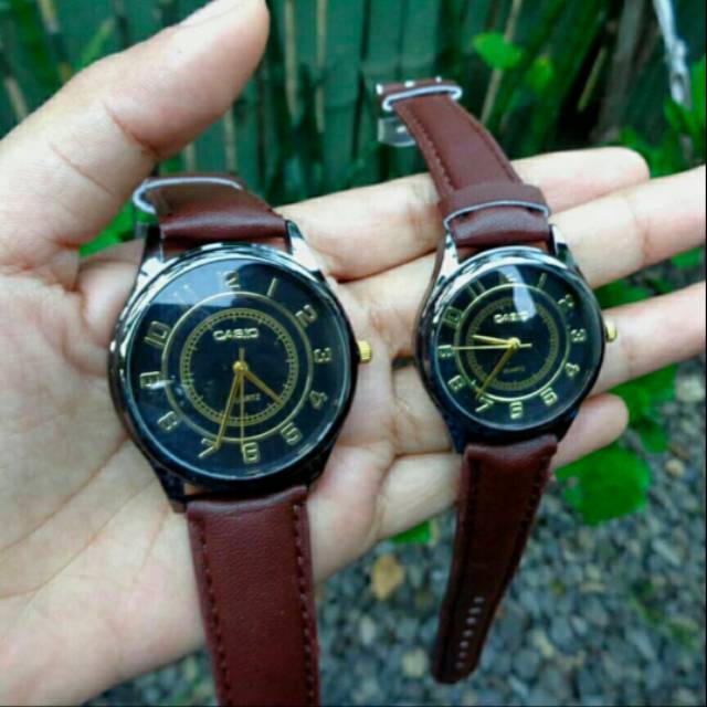 HARGA SUDAH SEPASANG Jam tangan Couple Casio kulit Brown