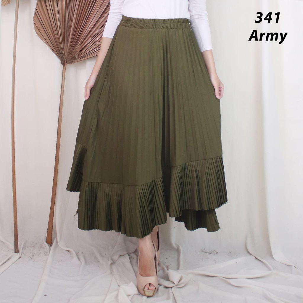 ROK PLISKET MURAH 341 ROK PRISKET PANJANG PLEATED SKIRT FLARE SKIRT MAYUNG FLOWY REMPEL