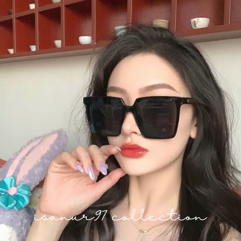 Kacamata Wanita Kotak Square Persergi Kacamata Frame Besar Kotak Fashion Korea Sunglasses