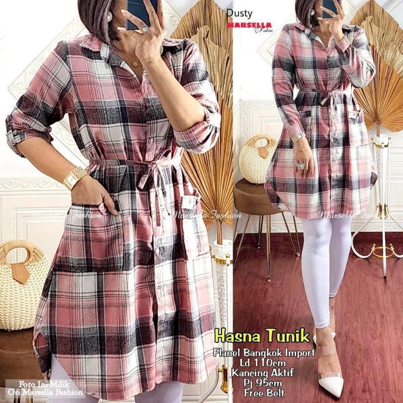 TUNIK FLANEL BANGKOK/ TUNIK REMAJA / TUNIK KEKINIAN/ TUNIK MODEL KOREA / TUNIK MODERN 2022