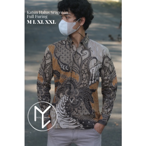 Kresna Baju Batik Lengan Panjang Lapis Furing Bahan Katun Sragenan Hq Size M-XXL Batik Solo