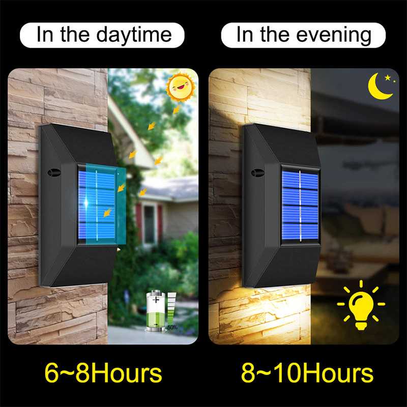 Lampu Solar LED Outdoor Wall Warm White 2 PCS Waterproof Lampu Hias Dinding Teras Luar Ruangan Anti Air Berkualitas