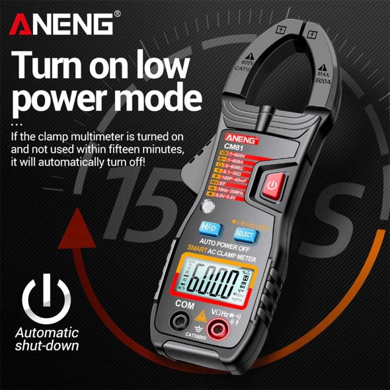 Tang Ampere Automatic Digital Clamp Meter Multimeter AC DC LCD Display