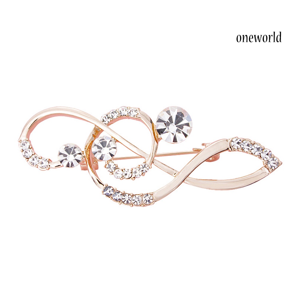 OW@ Women's Rhinestone Music Note Scarf Brooch Rose Gold Treble Clef Pin Jewelry