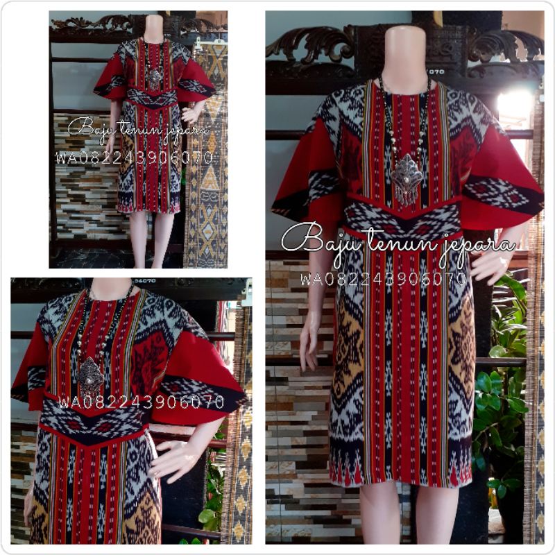 Dress pesta baju tenun pesta etnik bangsawan baju tenun  jepara DTB122