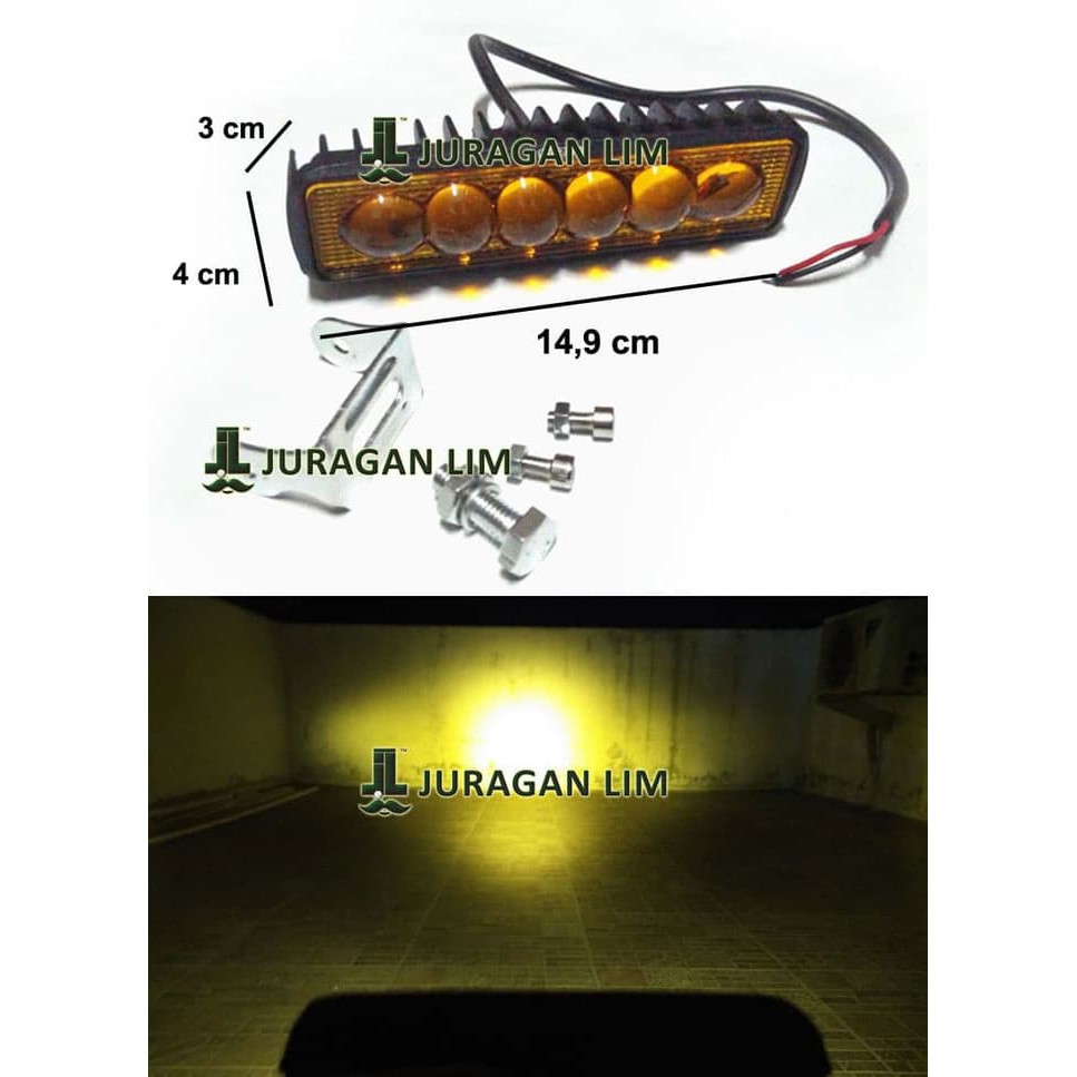 Lampu Tembak Lampu Sorot Cree Bar 6 Titik / 6 Mata - Kuning LENSA 4D