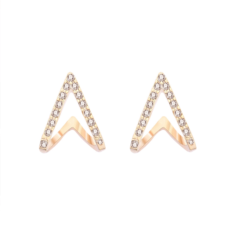 Anting Segitiga Geometris Berlian Glitter lady Korea