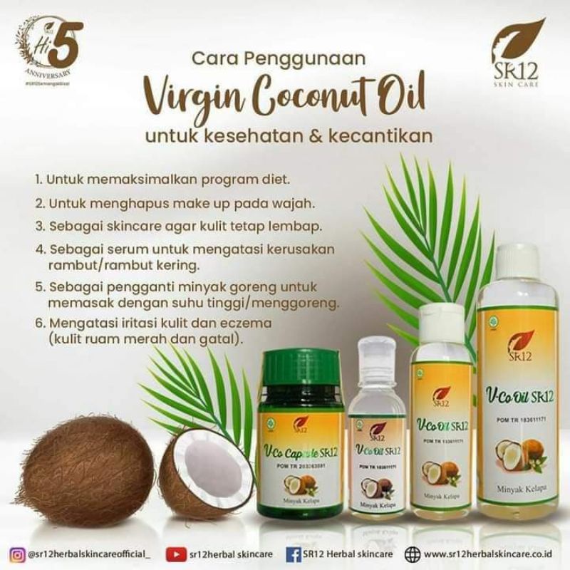 VCO MINYAK KELAPA MURNI SR12 CAIR / KAPSUL / COCONUT OIL  / IMUN BOSTER  HALAL BPOM