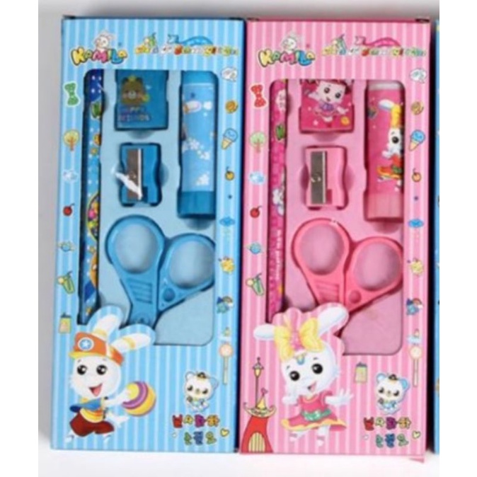 PS5033 Alat Tulis 5in1 Pensil Set Packing Box Dus, Perlengkapan Sekolah Anak, Pena Belajar, Stationary Kids School