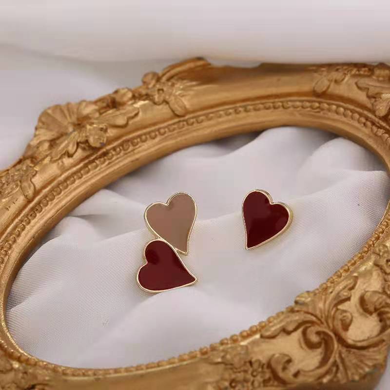 Candy Jewelry Fashion Heart Earrings Contrast Color S925 Earring Korea Ear Studs for Women