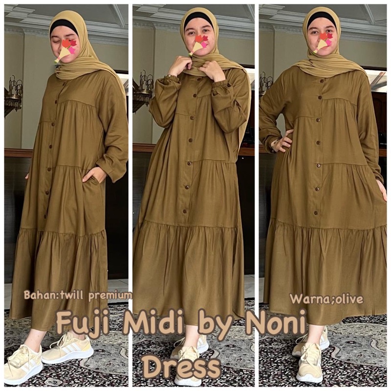 Daster Arab Noni FUJI Midi Dress Flowy Premium Twill