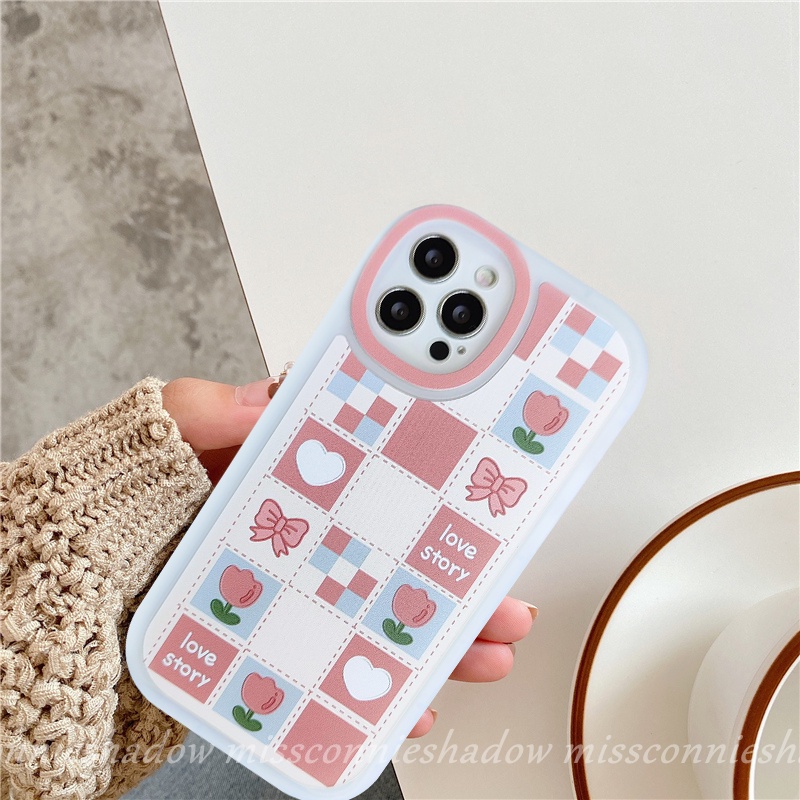 Soft Case TPU Motif Hati Bunga Pita Untuk iPhone 6 6s 7 8 Plus 11 12 13 Pro Max SE 2020 XR X XS Max