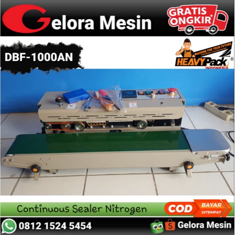 Continuous Band Sealer Mesin Segel Plastik Isi Angin Nitrogen DBF-1000AN