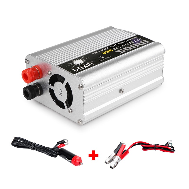 Car Power Inverter DC 12V to AC 220V 500W - Silver