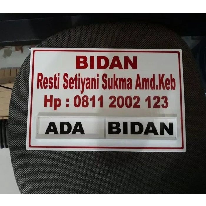 

Sign Board Acrylic Sign LAbel Papan Nama Bidan / Dokter Acryli Sign