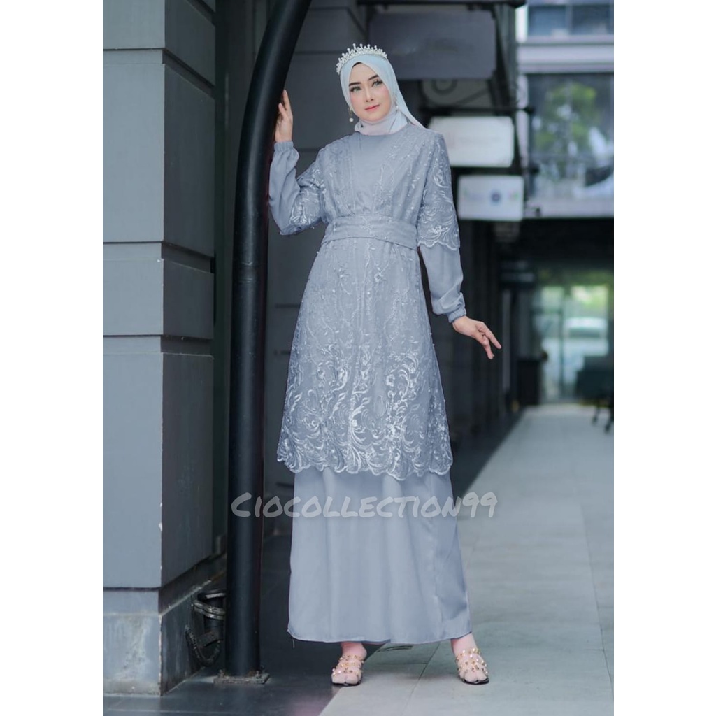 [ NEW ] Alveena Dress Kondangan Dress Bridesmaid Gamis Brukat Pesta Mewah Elegan Kondangan Gamis Outer Gamis Blezer Gamis Set