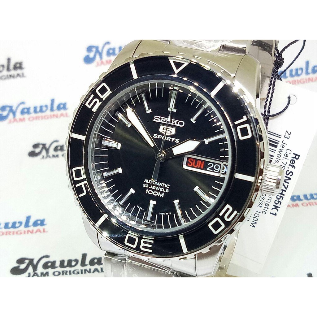 Seiko 5 Sports SNZH55K1 Automatic Black Dial - Jam Tangan Pria SNZH55