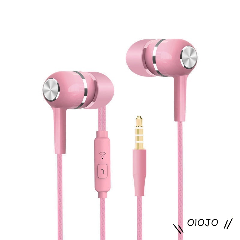 Macaron Color Wire Control Headphone Headphone Peredam Kebisingan Dengan Mikrofon 3.5MM - ol