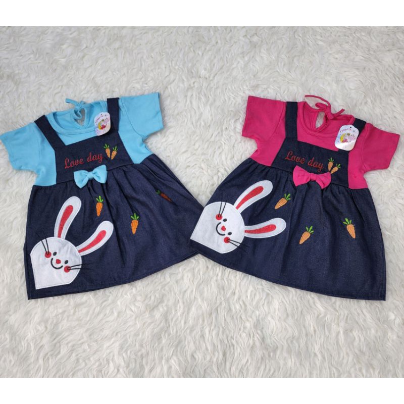 baju bayi perempuan  dress RABBIT DENIM