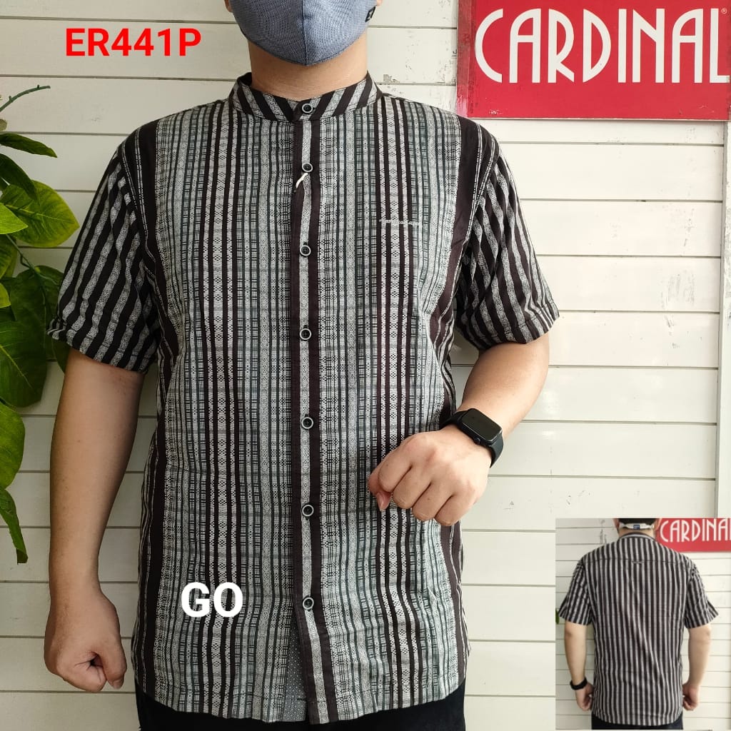 gof M-L CARDINAL KEMEJA KOKO Taqwa Pakaian Pria Original Baju Muslim Salur Lengan Pendek TCR