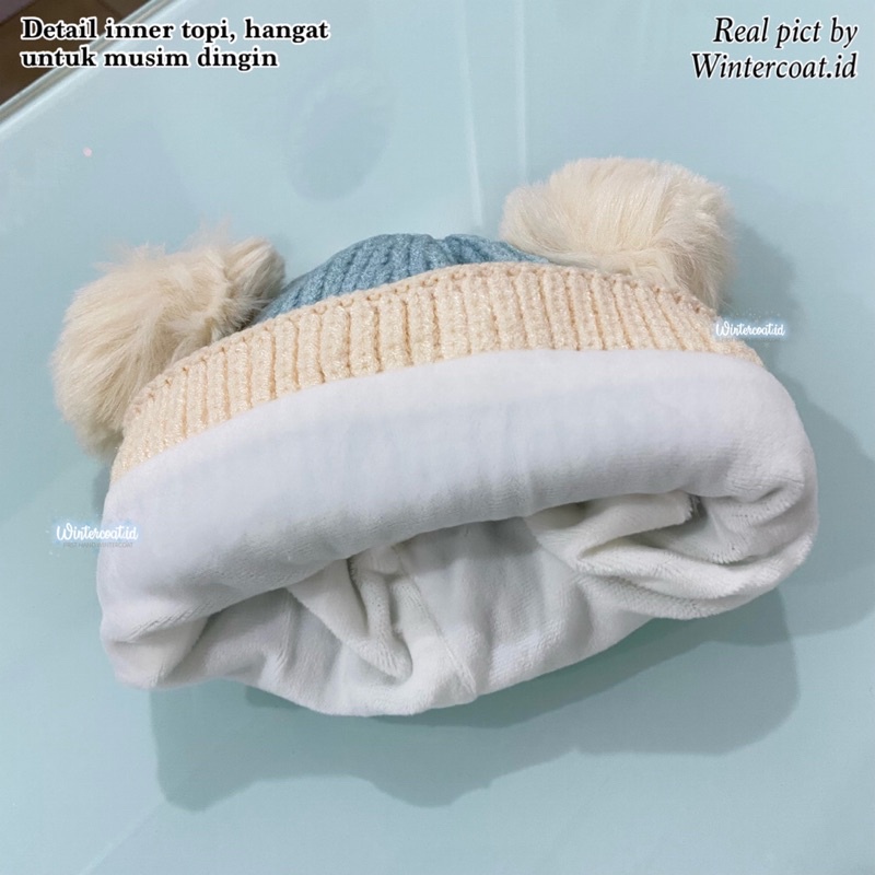 Topi kupluk bayi beanie anak scarf penghangat leher import bearly set hangat newborn warm knit rajut